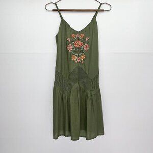 Wonderly Summer Dress Size XS Dessert Dreamer Embroidered Green Adjustable Strap